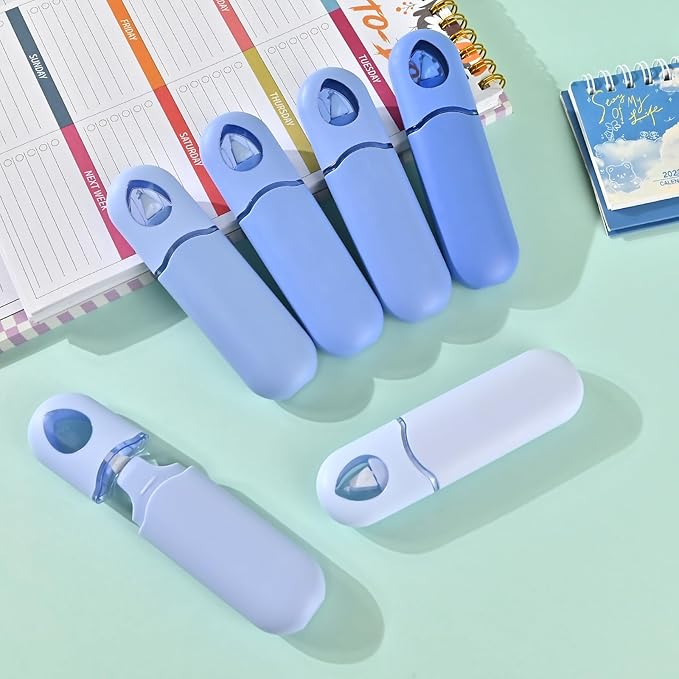 Temiary 12Pcs Cute White Smooth Pull Out Tape, Easy to Use White Correction Pens, 1/5 x 236in Smooth Writing & Aesthetic Office School Supplies (Blue)