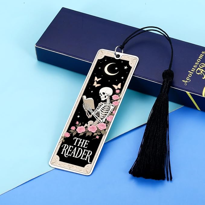 Dark Romance Merch Funny Bookmark for Book Lovers Reader Bookmarks Mothers Day Birthday Gifts for Women Best Friends Skull Book Markers College Girls Gift Basket Teen Girls Book Accessories Halloween