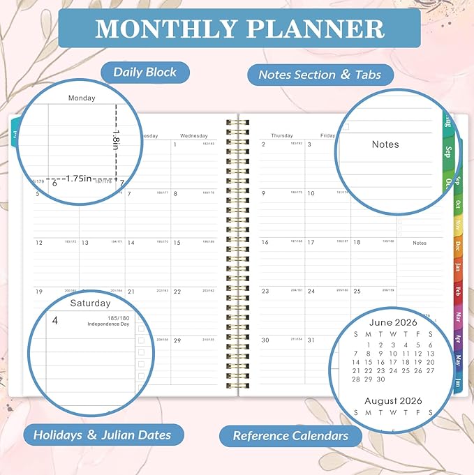 Planner 2026-2027 - Jul. 2026 - Jun. 2027, 8.5" x 11" Planner Weekly and Monthly, Calendar Planner 2026-2027 with 12 Monthly Tabs, Cardboard Cover, Back Pocket