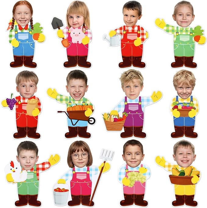 Gersoniel 72 Pcs Kids Farm Classroom Decor Farm Animal Bulletin Board Decoration Back to School DIY Paper Cutouts Farmhouse Cartoon Decoration for Boys Girls Party School Photo Crafts Decor Supplies