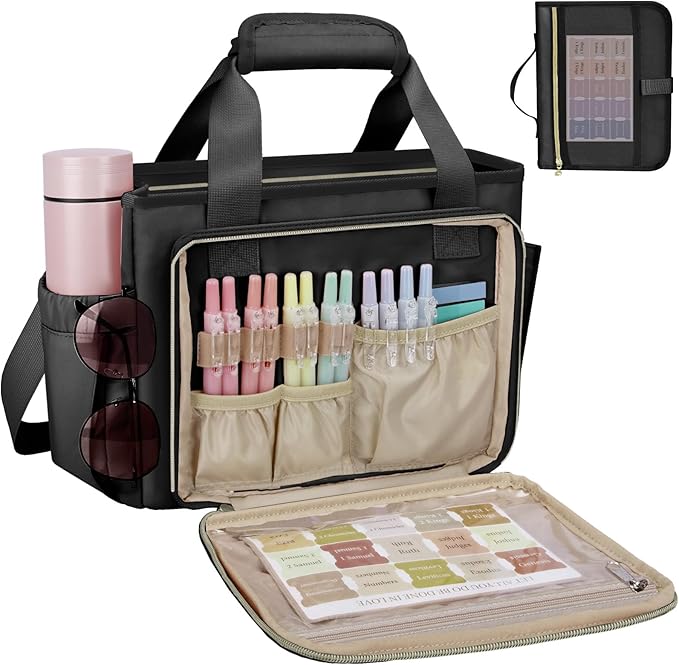 Large Bible Cover Case for Women, Bible Cover with Book Sleeve, Thick Padded Bible Case, Working Bible Tote Bag with Laptop and Bottle Pockets, Church Bag, Bible Bags for Women, Girl, Black