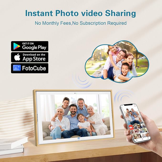 Digital Calendar 15.6 Inch Smart Family Planning & Chore Charts, FHD Smart Touch Screen Home Interactive Electron Calendar,WIFI Sync，Digital Photo Frame Function，Desktop&Wall Planner（Wooden）