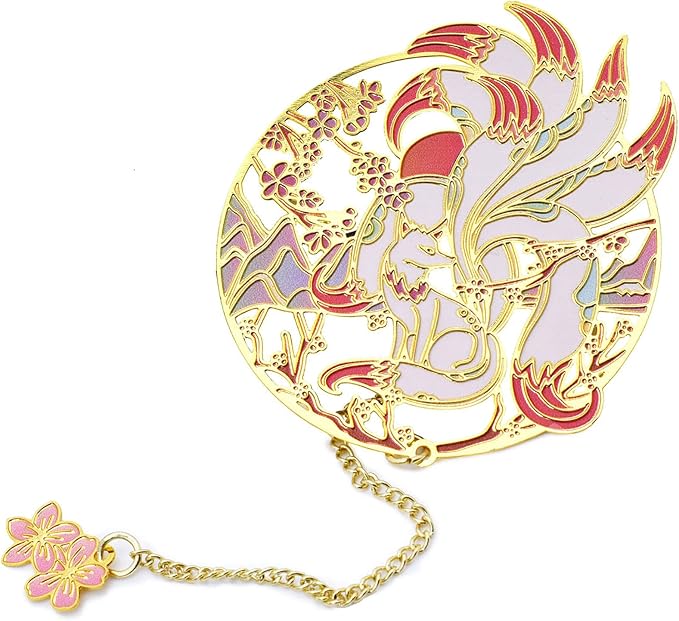 BLBMH Metal Bookmarks Kitsune Bookmark Pretty Fox Book Marker Cool Reading Book Mothers Day Gifts for Readers Girls Women Best Friend -K10