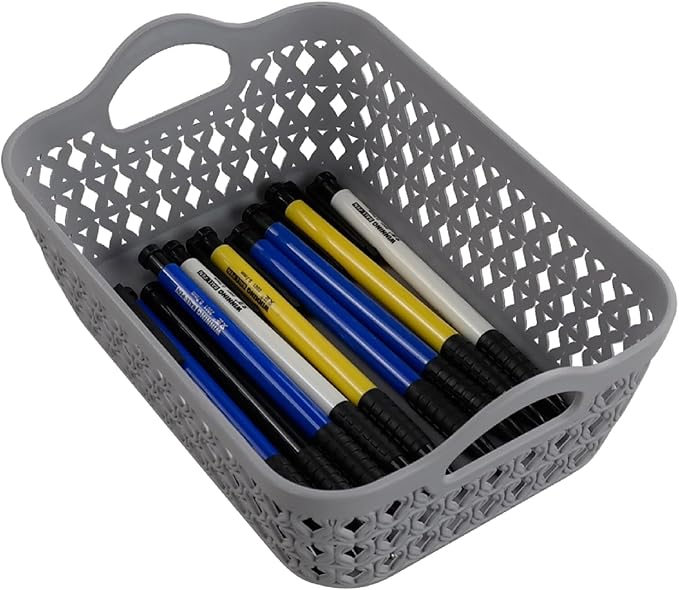 Kekow Gray Mini Plastic Storage Tray Basket with Handle, 12-Pack