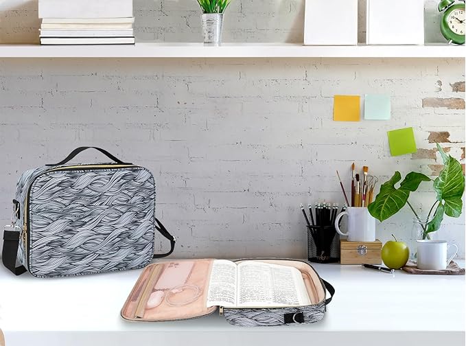 Dofilachy Bible Covers Women - Stylish Bible Case Women - Large Bible Cover w/ Durable Handle - Bible Carrying Case Girls Boys Kids w/ Metal Zipper - Bible Bag Journal Case (Dofilachy-bible bag)