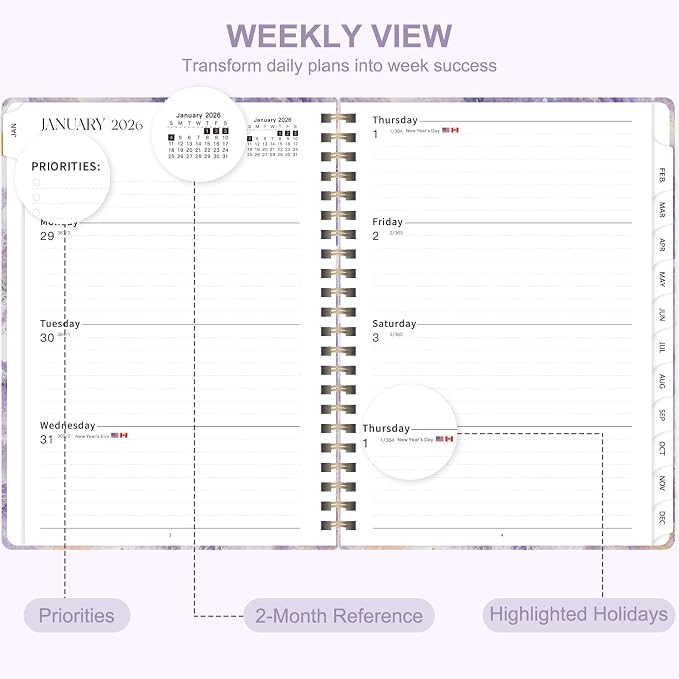 2026 Planner, Weekly and Monthly Calendar Planner Agenda, Jan 2026 - Dec 2026, Planning Academic Book, Office Desk Accessories and School Supplies - A5 (6.3'' x 8.5'')
