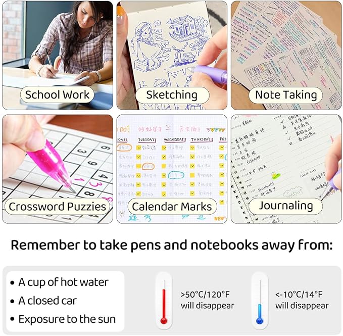 Retractable Erasable Gel Pens Clicker,Fine Point 0.7mm Smooth Writing Pens,Cute Pens For Writing Journaling Taking Notes School Office Home. (24 Colors)