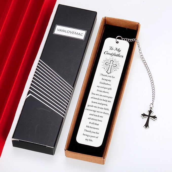 Fathers Day Godfather Gifts for Men Christian Bookmark for Men Birthday Retirement Confirmation First Communion Baptism Gifts for Adults Godfather Gift from Godson Goddaughter Bible Accessories