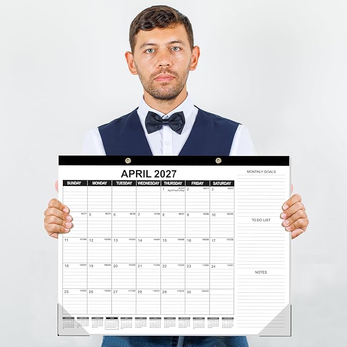 GuassLee Large Desk Calendar 2026,3 Packs 22" x 17" Desktop Wall Calendar 19 Months Wall Planner Runs from Jun. 2026 to Dec. 2027 with Julian Date To-do & Notes Monthly Goals for School Home Office