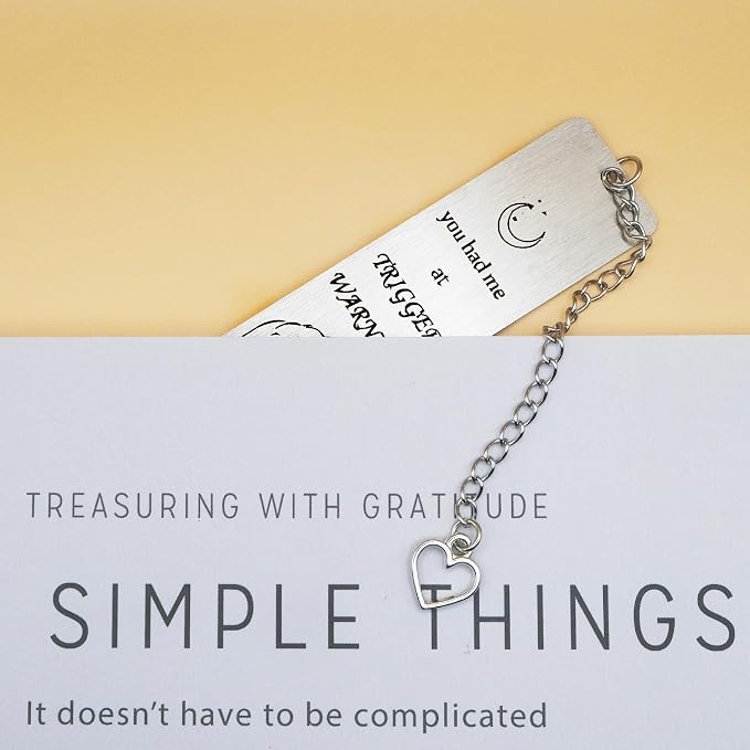 Smutty Book Lovers Gifts, Trigger Warning, Dark Romance Good Girl Book Reader Gifts for Sister Bestie Spicy Bookmark for Women Funny Bookish Bookworm Gifts Christmas Birthday