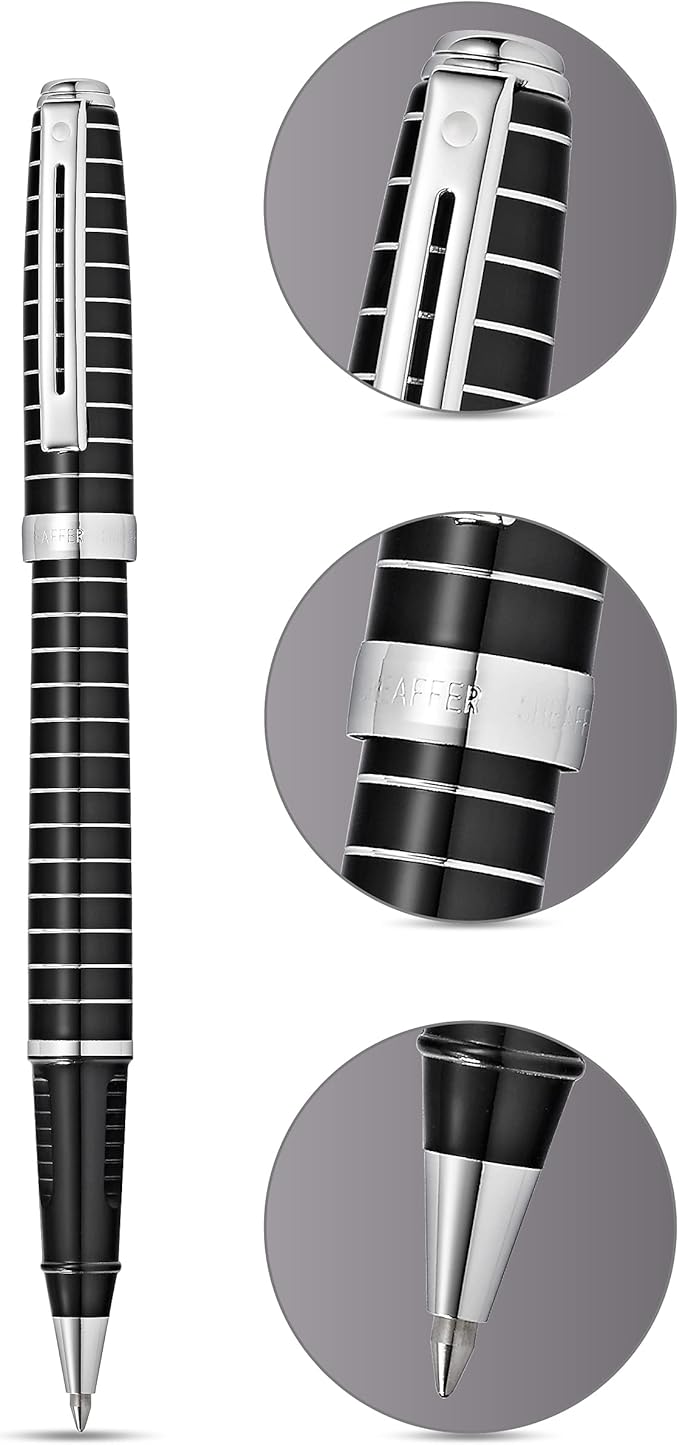 Sheaffer Prelude Black Lacquer w/Horizontal Line Engraving Rollerball Pen