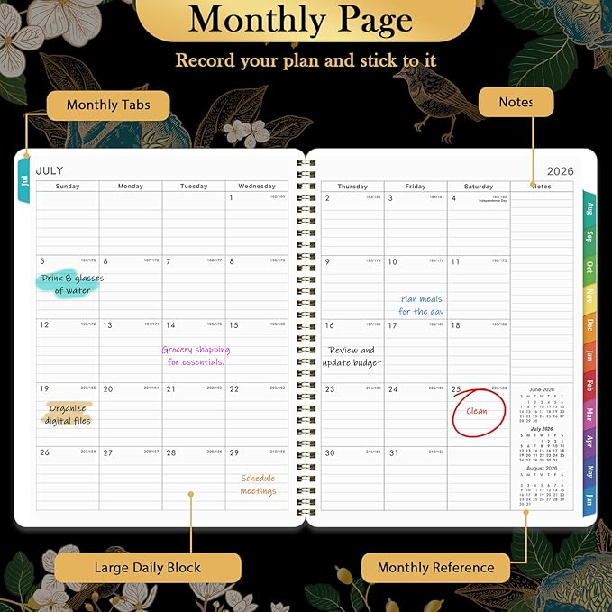 Planner 2026-2027 - Academic Planner 26-27, Jul.2026 - Jun.2027, 8" x 10", 2026-2027 Planner Weekly Monthly with Colorful Tabs, Twin-wire Binding, Back Pocket