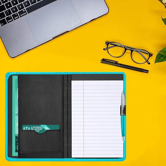 Padfolio Binder A5 Document Organizer with Refillable Lined Notepad, Junior Size Folder Portfolio for Men Women,Columbia Blue