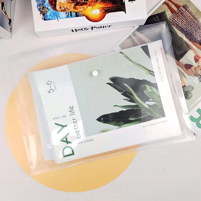 Plastic Legal Size Envelopes with Snap Closure,Clear Poly Envelopes, Expandable Organizer White