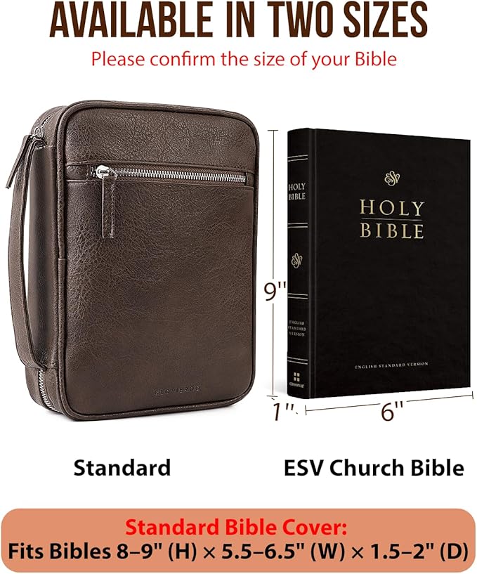 Bible Cover - Bible Case for Men with Durable Handle, Carrying Book Case Church Bag, Protective with Zippered Pocket, Ideal for Church and Prayer Meetings, Christian Gift for Men