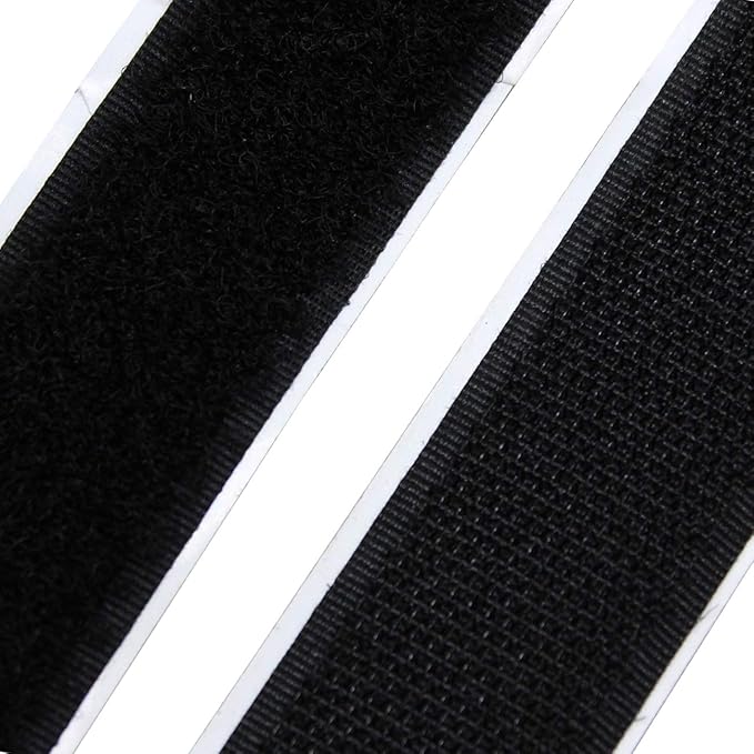 BlueDot Trading Self Adhesive Sticky Back Hook and Loop Interlocking Tape for Home, Office, School or Crafts, 3/4” (.75 inch) Wide, Black, 6 Feet (2 Yard)