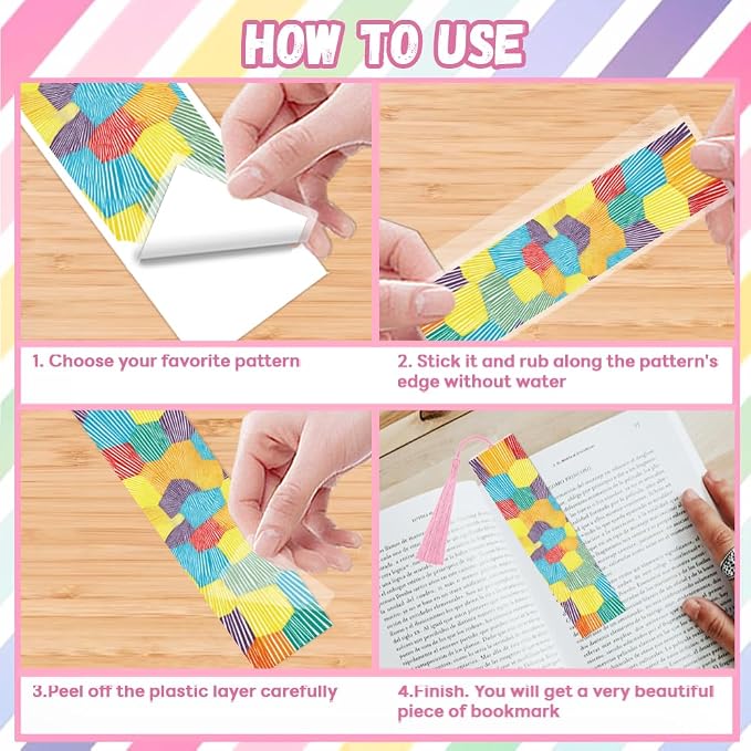 Peacoblue 30pcs UV DTF Bookmarks Transfer Stickers Wraps Color Cube Stack for Women Men Reading, Waterproof Bookmarkers Decal(No Blank Bookmarks) for Acrylic Plastic Metal Blank Bookmark