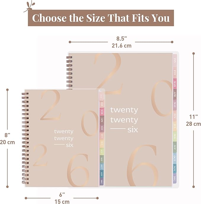 Rileys 2026 Planner, Agenda Planner With Weekly And Monthly View, Daily Agenda Book And Yearly Planners Calendar Book, Spiral Bound With Tabs, Notes, Goals And Holidays (Float, Beige, 8 x 6 in)