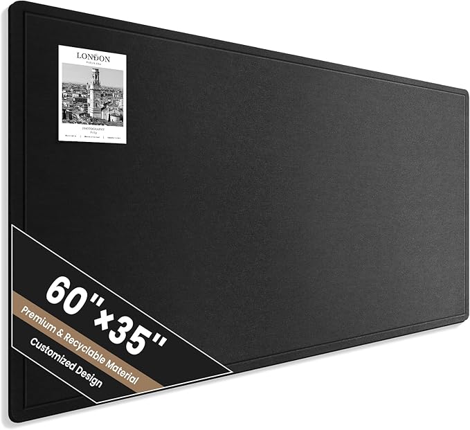 Large Bulletin Board, 60 X 35 Inches Felt Cork Board with 40 Pushpins, Foldable Felt Notice Pin Board Photo Display Board with Self-Adhesive Tape for Office Home School (Black, 60x35 inch)