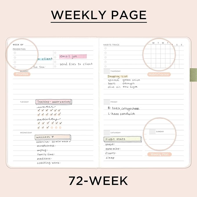 And Per Se Undated Weekly Planner 2026, A5 size Leather Hardcover Planner with Goals & Habit Tracker – ADHD Planner & Productivity Journal (Botanical Floral)