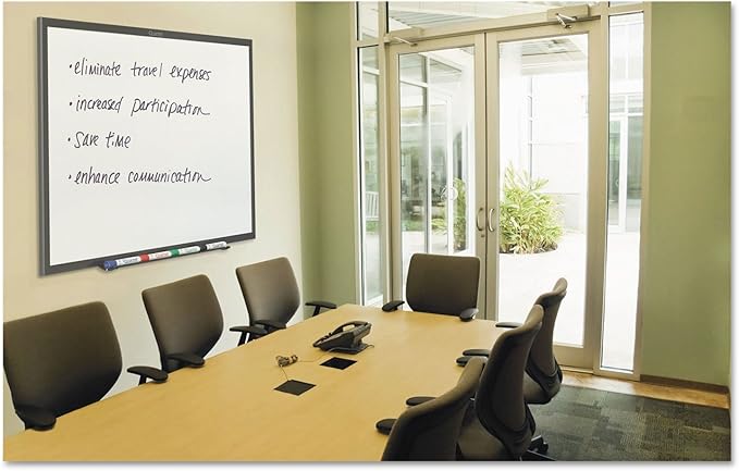 Quartet Dry Erase White Board 96"W x 48"H Non-Magnetic Whiteboard, Total Erase, Black Aluminum Frame (S538B)