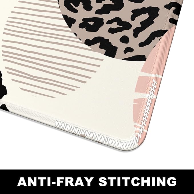 BOSOBO XXL Gaming Desk Mat, Leopard Dots Pink - 31.5 x 11.8 Inches, Full Cover