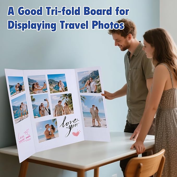 Trifold Poster Board,24 Pack 24" x 16" White Corrugated Poster Boards,Display Board,Perfect for School Projects, Science Fairs, Event Displays, and Business Presentations