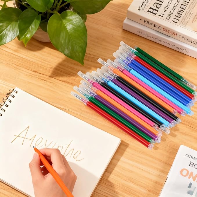 Colorful Erasable Gel Ink Pen Refills Compatible with Frixion Friction, Replaceable Medium Fine Point Clicker Refill Stationery (Millimeters, 0.7, 16Pcs)