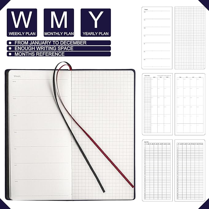 Fuyoooo 1 Pcs Weeks Planner Gift for Christmas, A6 / 3.9x7.4 inch Portable Planner Undated Pocket Size Calendar Year Month Week Mini Slim Notebook Journal Schedule for Traveler Office (Olive Green)