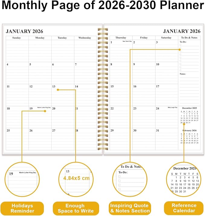2026-2030 Monthly Planner - 57 Month PLanner Calendar from April 2026 to December 2030, 5 Year Planner 2026-2030 with Flexible Cover, Inner Pocket, Perfect for Home | School | Office, 8.5" x 11", Green