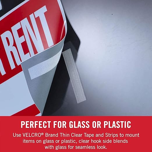 VELCRO Brand Thin Clear Tape | 15 Ft x ¾” | Cut Strips to Length | Home Office & Heavy Duty Tape | 16 Foot Roll | Strong Sticky Back Adhesive Holds up to 10 lbs
