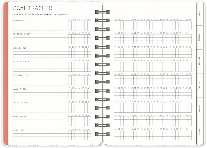 Orange Circle Studio Academic Planner 2026, Coral, Agatha Planners, 17-Month Spiral Planner for School or Work, Weekly & Monthly Calendar, Budget & Goal Tracker, Snap-In Bookmark, Storage Pocket