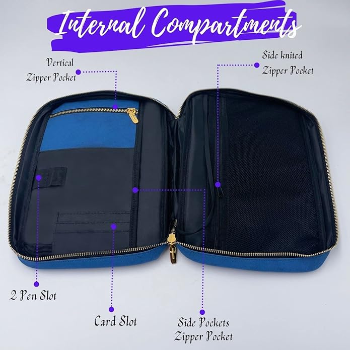 Performore Bible Cover for Men & Boys, Blue Jean Canvas Bible Case with Handle and Zipper, Large Carrying Case for Kids, Heavy Duty Church Bag, Water-Resistant, Christian Gifts, 10.2 x 7.5 x 2.7 in