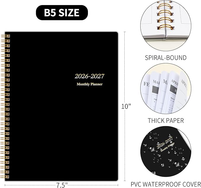 2026-2027 Monthly Planner, Calender Planner from Jan 2026 - Dec 2027, 24 Months for Planning with Habit Tracker, To-Do List, Goals,Summary ,7.5" x 10", Spiral Bindding for Personal Organizer and Office Supplies