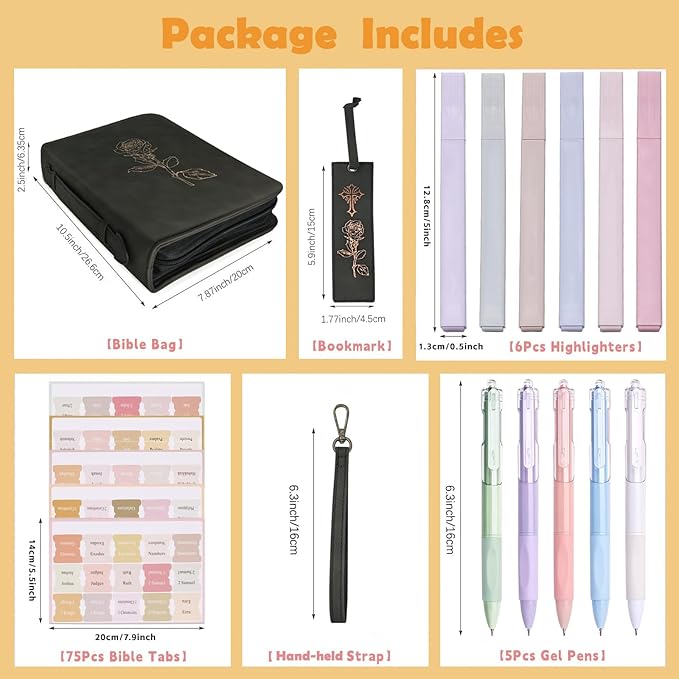 Bible Covers for Women, Leather Bible Study Case with Bookmark for Men (Black Pro)