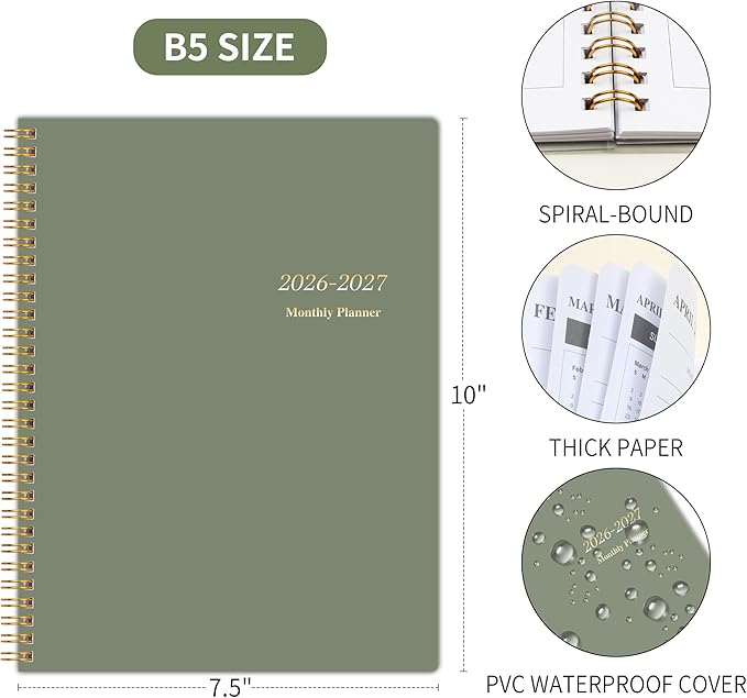 2026-2027 Monthly Planner, Calender Planner from Jan 2026 - Dec 2027, 24 Months for Planning with Habit Tracker, To-Do List, Goals,Summary ,7.5" x 10", Spiral Bindding for Personal Organizer and Office Supplies