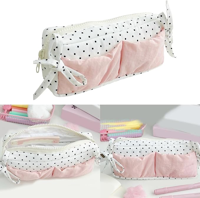 Big Bowknot Pencil Case High Capacity Pen Pouches Pencils Organiser Travel Makeup Bag for Student Women School Office