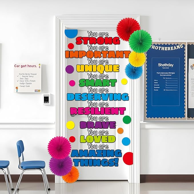 3D Colorful Classroom Door Decorations Affirmation Station Positive Saying Accent Cutouts Motivational You are Door Bulletin Board Set for Back to School Classroom Office Home Wall Doors Supplies