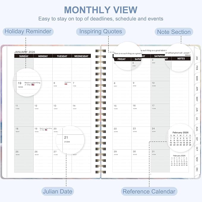 2026 Planner, Weekly and Monthly Calendar Planning Book, Jan 2026 - Dec 2026, Academic Agenda Planner for School Supplies and Office Desk Accessories - A5 (6.3" x 8.5")
