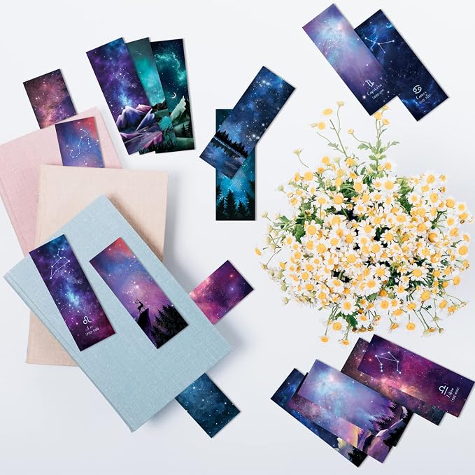 12 Pcs Personalised Space Starry Night Bookmarks, Bulk Book Marks,Unique Zodiac Constellaion Bookmark for Book Lovers,Cool Bulk Bookmarks for Students Adults Children Teachers Reading VBS Theme Gifts