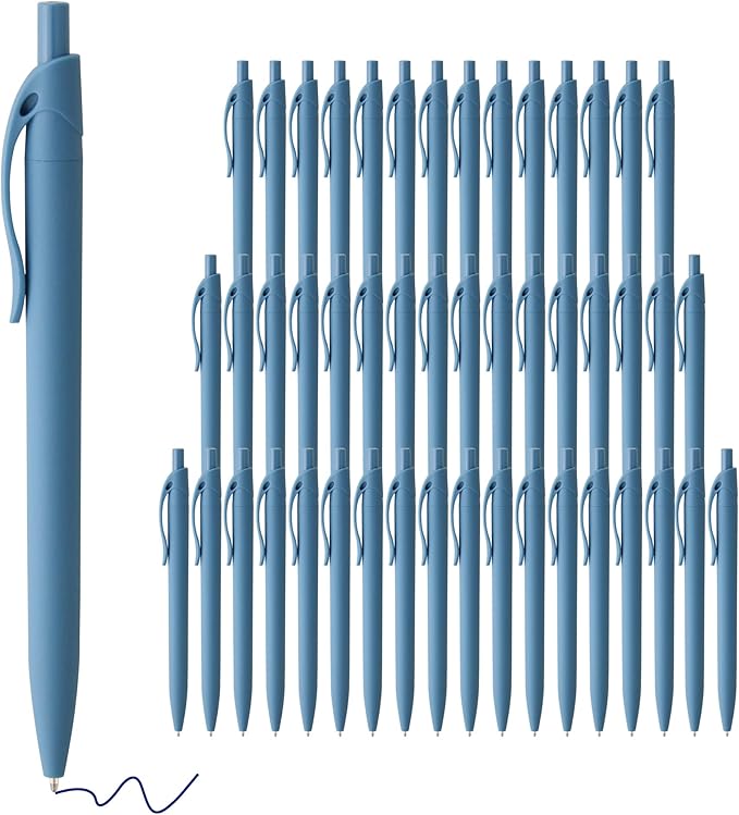 deegtran Pens Bulk, 50 Pack No Bleed Click Pens, Wholesale Retractable Ballpoint Pens, Pen Medium Point, Smooth Ink Pen, 1.0MM Blue Ink