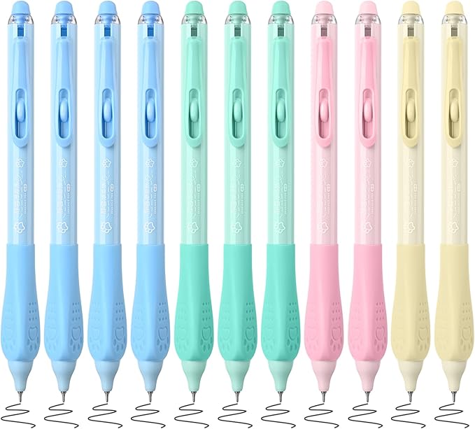 BAYTORY 11Pcs Fine Point Erasable Gel Pens, 0.5mm Aesthetic Retractable Silent Erasable Pen, Comfortable Grip for Smooth Writing Planner and School Supplies (Black Ink)
