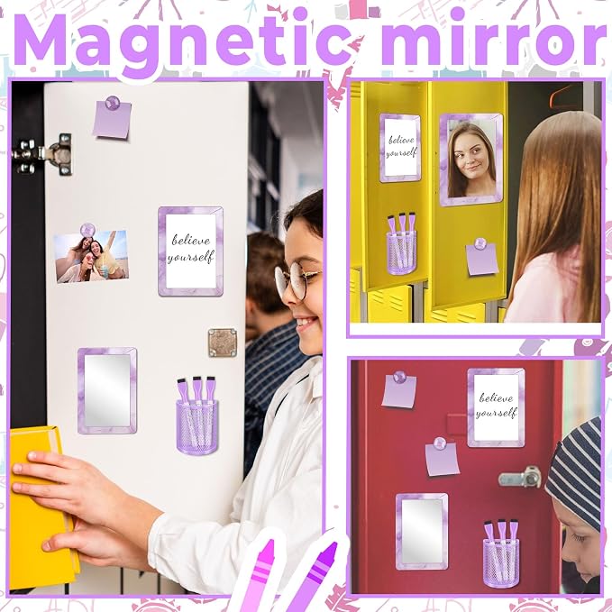 Denylo pro Purple Magnetic Locker Marble Theme Accessories Kit Include Back to School Essentials for Back to School Decorations Office Supplies