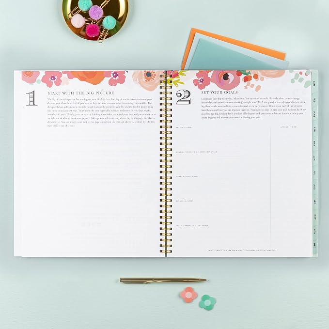 Blue Sky Day Designer for Blue Sky 2023 Weekly and Monthly Planner, 8.5" x 11", Frosted Cover, Wirebound, Secret Garden Mint (140101-23)