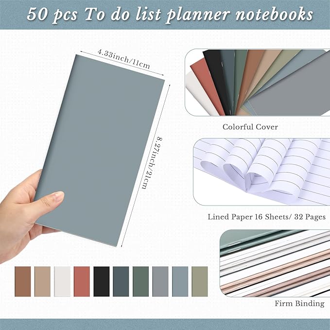 Qilery 50 Pcs 2026-2027 Daily Weekly Planner Bulk Employee Appreciation Gifts Small Pocket Journal to Do List Goals Notepad for Patient Access Week Nurse Team Coworkers Teacher (Neutral Color)