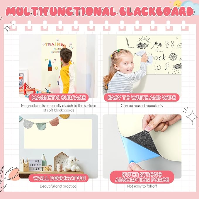 Magnetic Wall Decal for Kids,32x40 Inch Arched Magnetic Chalkboard for Wall,Suitable for Home Decoration Wallpaper and Children's Game Room (Yellow, 16x40 Inch)