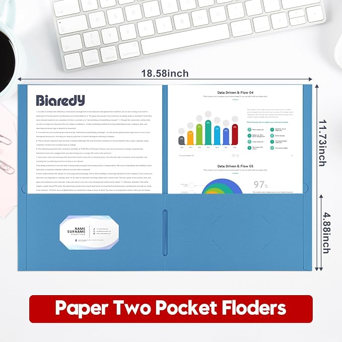 Two Pocket Folders,125 Pack Bulk Letter Size 8.5" x 11" Folders with Business Card Slot, Assorted 5 Colored Thick Paper File Folder for Office/School/Law Firms/Business/Home Use
