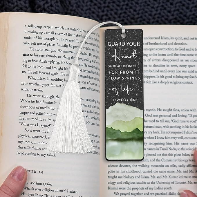 Christian Heart - Guarding Bookmark, Inspirational Gift for Believers, Uplifting Present for Spiritual Readers, Faith - Based Reading Gift, Unique Mountain & Scripture Design Bookmark, WCB47