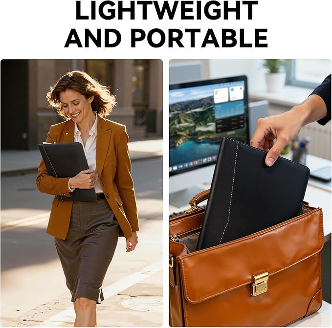 Professional Padfolio Portfolio Folder – Faux Leather Resume Organizer with Document Pockets, Card Slots & Pen Holder – Interview Folder for Job Seekers, Students & Office Meetings
