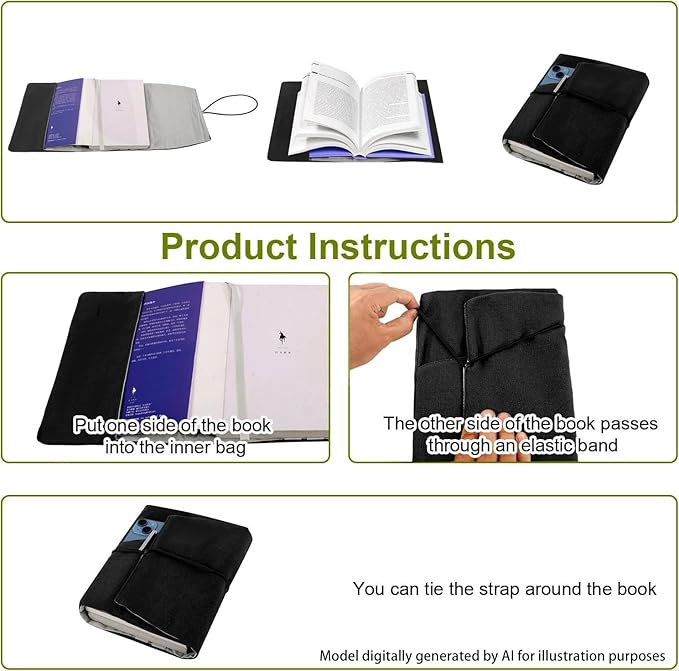Book Covers for Paperbacks,Reusable Book Protector for Soft (Black, 8.5 Inch x 2 Inch)